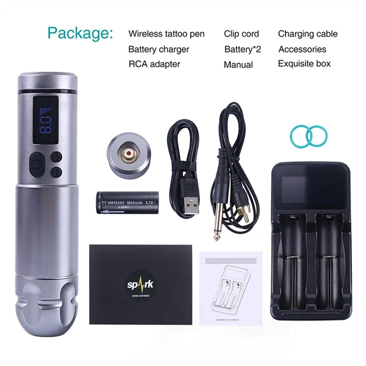 2 Batteriji Spark Tattoo Machine Wireless Professional Tattoo Provvista