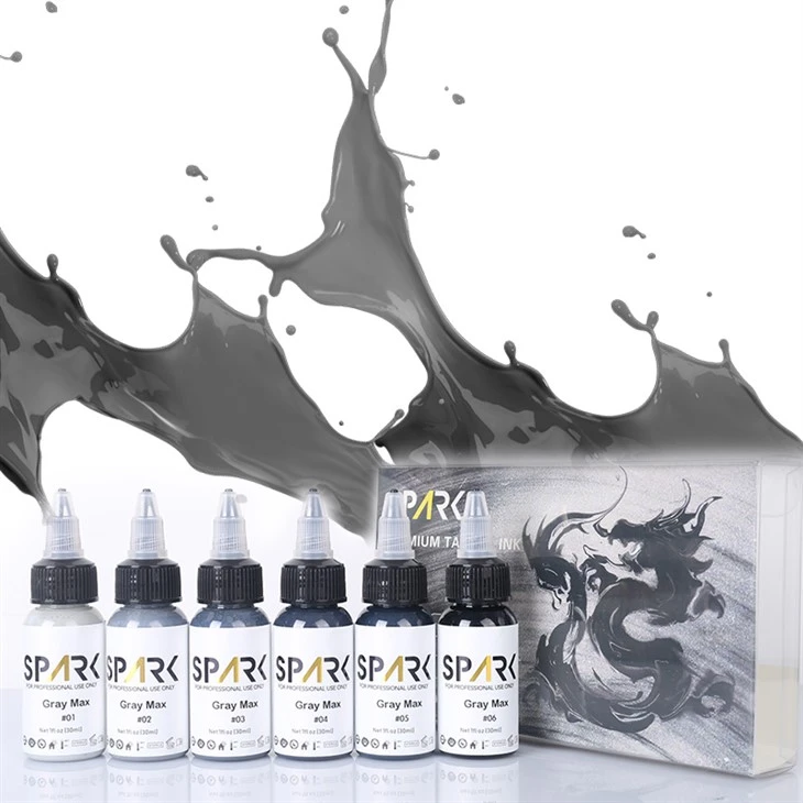 Kitt tal-linka tal-għamla permanenti tad-dwana professjonali spark griż 30ml / 1oz tatwaġġ artist tat-tatwaġġ organiku