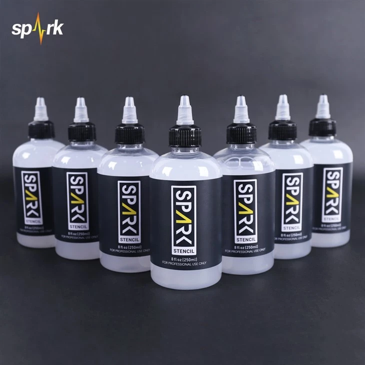 Saprk 8 fl oz (250 ml) professjonali niexef malajr - fading tatwaġġ bla xkiel ġel stensil għal artisti tat-tatwaġġ