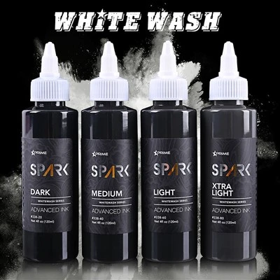 Sett professjonali ta '4oz organiku qawwi u twil - Ink tal-whitewash spark tatwaġġ għal għamla permanenti