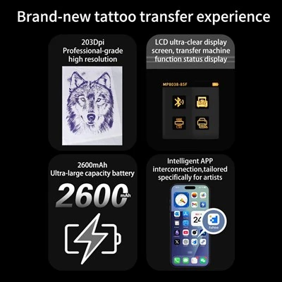Wireless Bluetooth Thermal Printer For Tattoo Stencil - Portable Instant Tattoo Transfer Machine Wireless Bluetooth Thermal Printer For Tattoo Stencil - Portable Instant Tattoo Transfer Machine