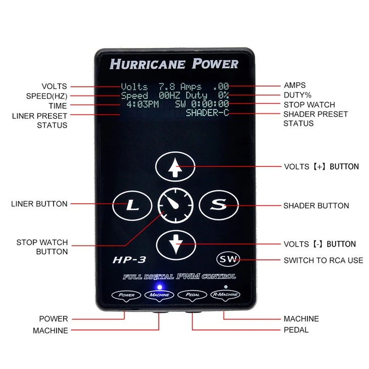 Għal Body Art Hand Touch Tattoo Power Supply
