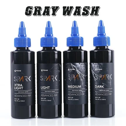 Spark Graywash Tattoo Ink - 4 Sett ta' Flixkun Oz