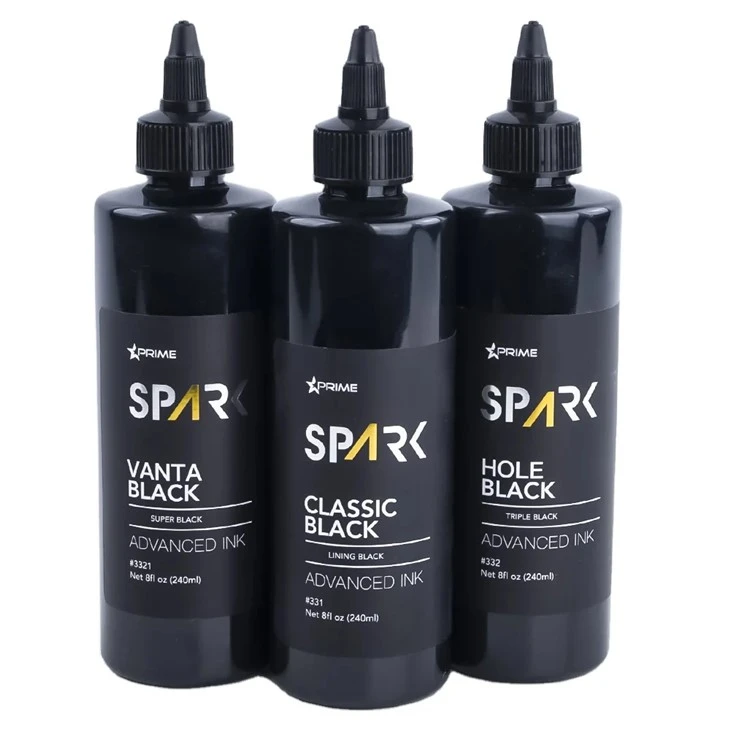 Linka tat-tatwaġġ 8 Oz Super Iswed Iswed Ink Serje Vanta Iswed Spark Ink Tatwaġġ Sett ta 'Ink tat-tatwaġġ